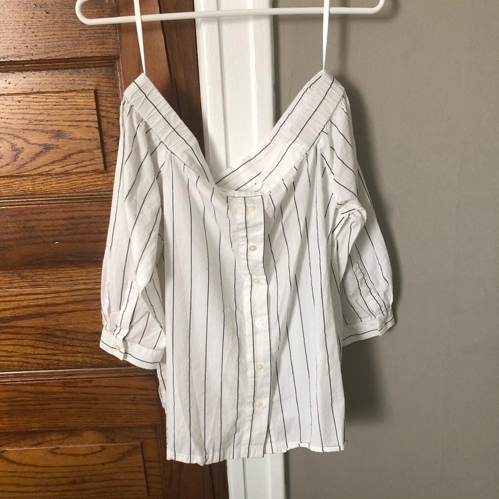 Loft striped off the shoulder top